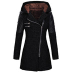 Winterjas dames halflang met capuchon en schuine rits 6