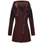Winterjas dames halflang met capuchon en schuine rits 7