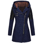 Winterjas dames halflang met capuchon en schuine rits 8