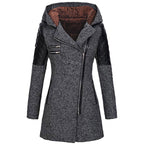 Winterjas dames halflang met capuchon en schuine rits 9