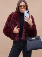 Winterjas dames kort getailleerd imitatiebont 4