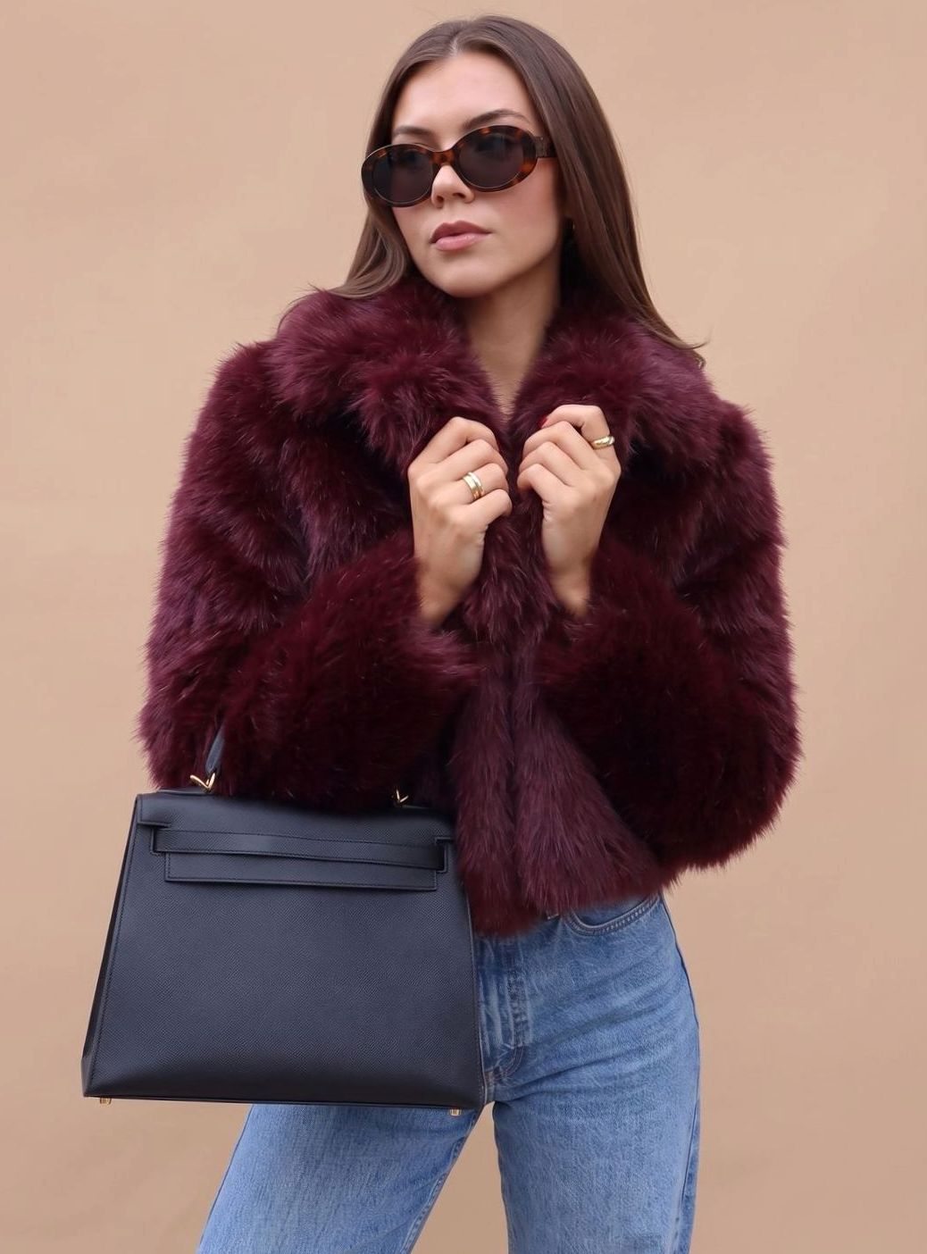 Winterjas dames kort getailleerd imitatiebont 6