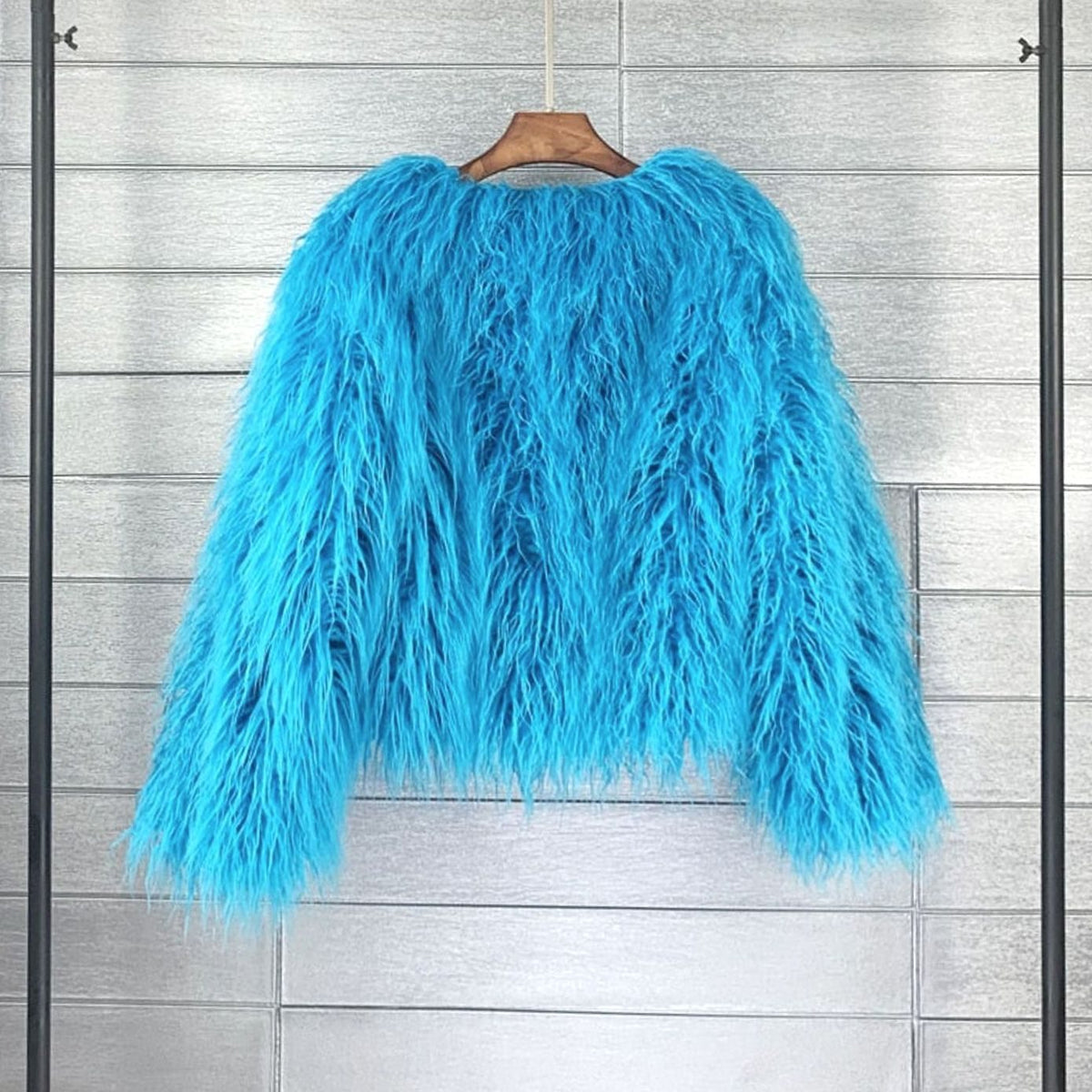 Winterjas dames kort imitatiebont in shaggy-look 11