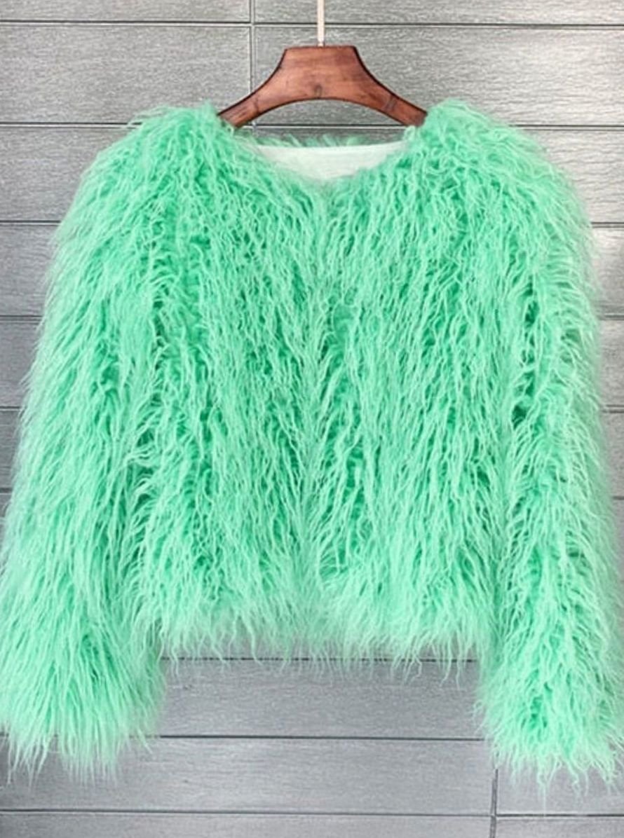 Winterjas dames kort imitatiebont in shaggy-look 12