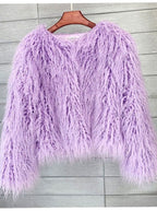 Winterjas dames kort imitatiebont in shaggy-look 14