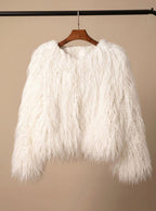 Winterjas dames kort imitatiebont in shaggy-look 2