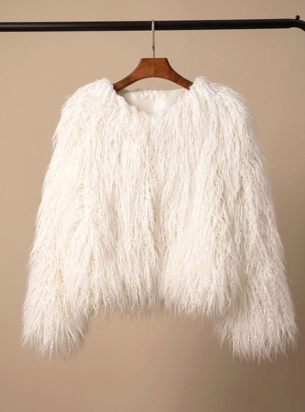 Winterjas dames kort imitatiebont in shaggy-look 2