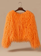 Winterjas dames kort imitatiebont in shaggy-look 3