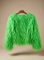 Winterjas dames kort imitatiebont in shaggy-look 7