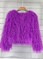 Winterjas dames kort imitatiebont in shaggy-look 9