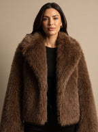 Winterjas dames kort imitatiebont met oversized kraag 1
