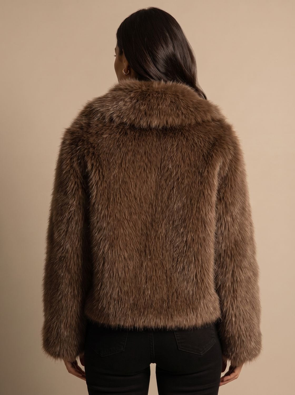 Winterjas dames kort imitatiebont met oversized kraag 5