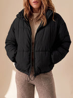 Winterjas dames kort oversized gewatteerd met rits 1