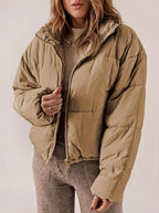 Winterjas dames kort oversized gewatteerd met rits 2