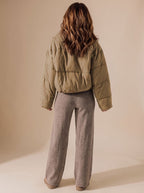 Winterjas dames kort oversized gewatteerd met rits 4