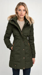 Winterjas dames met capuchon en slanke pasvorm 7