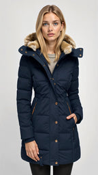 Winterjas dames met capuchon en slanke pasvorm 8