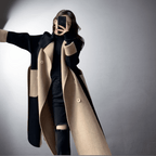 Winterjas dames met rechte coupe en tweekleurig ontwerp 6