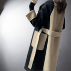 Winterjas dames met rechte coupe en tweekleurig ontwerp 7