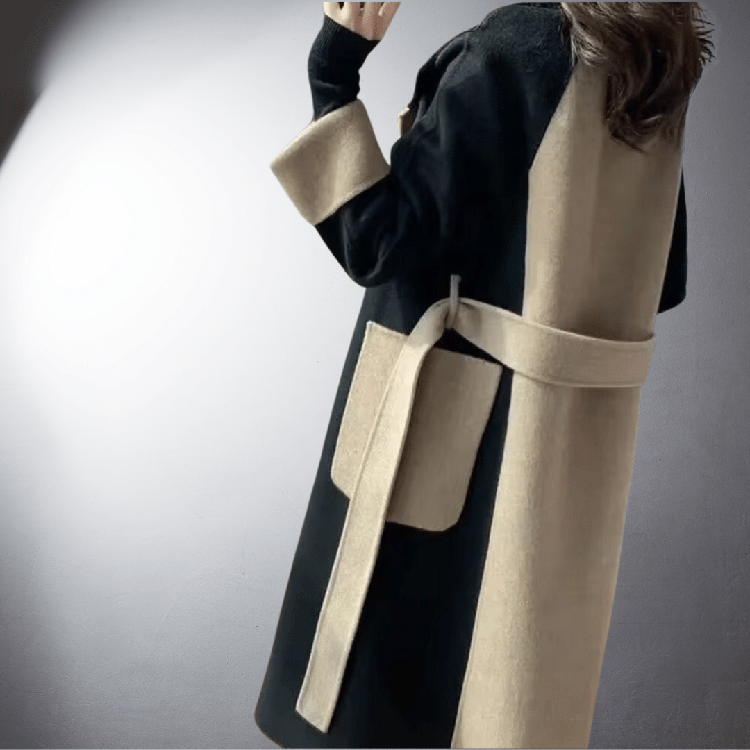 Winterjas dames met rechte coupe en tweekleurig ontwerp 7