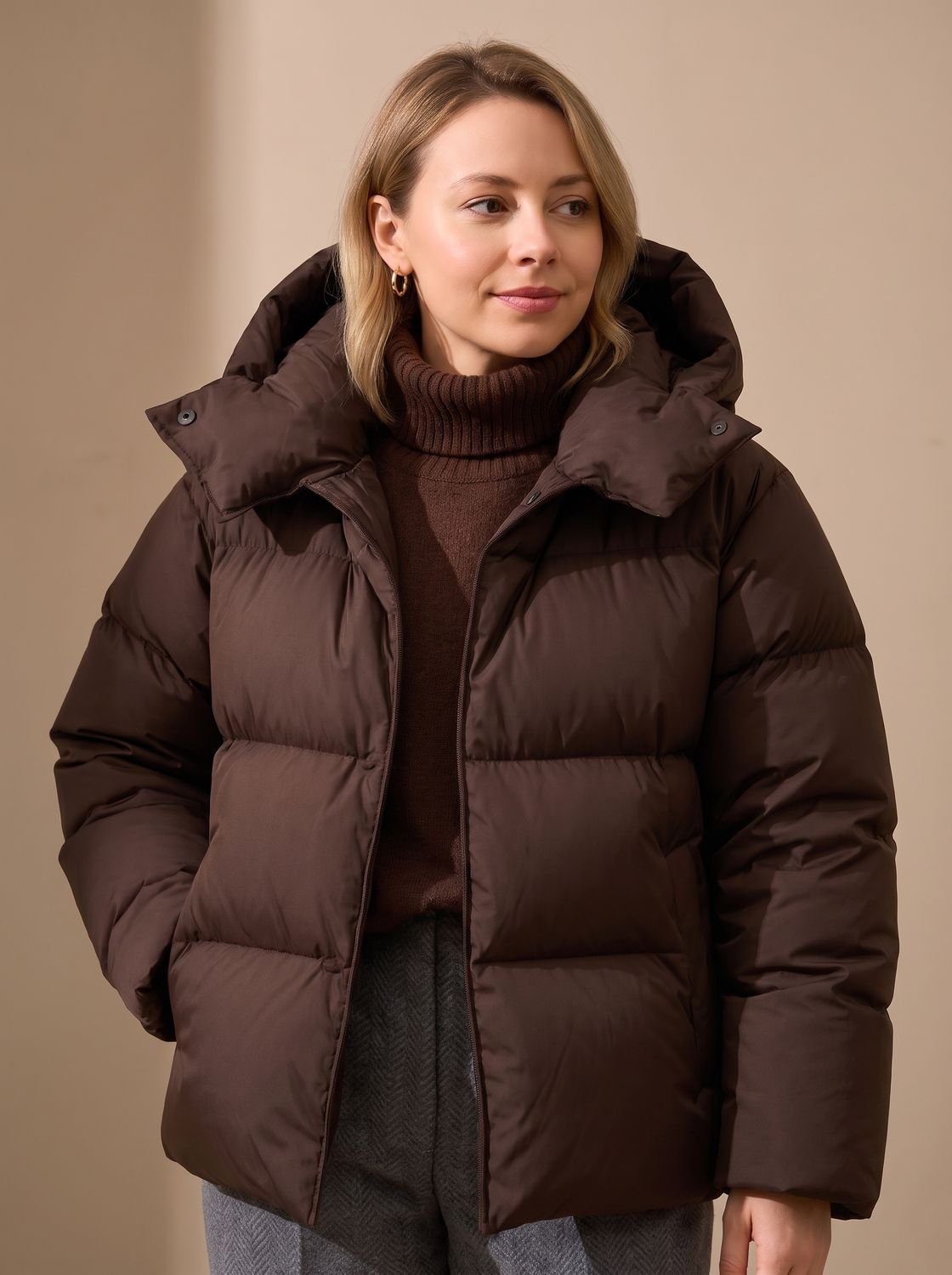 Winterjas dames oversized gewatteerd met capuchon 1