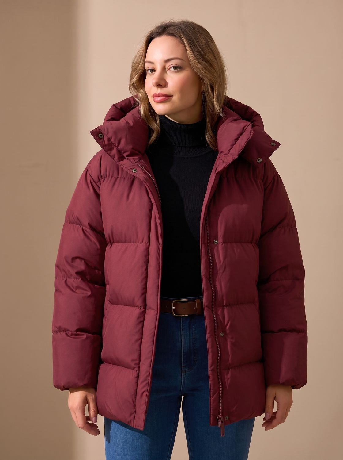 Winterjas dames oversized gewatteerd met capuchon 2