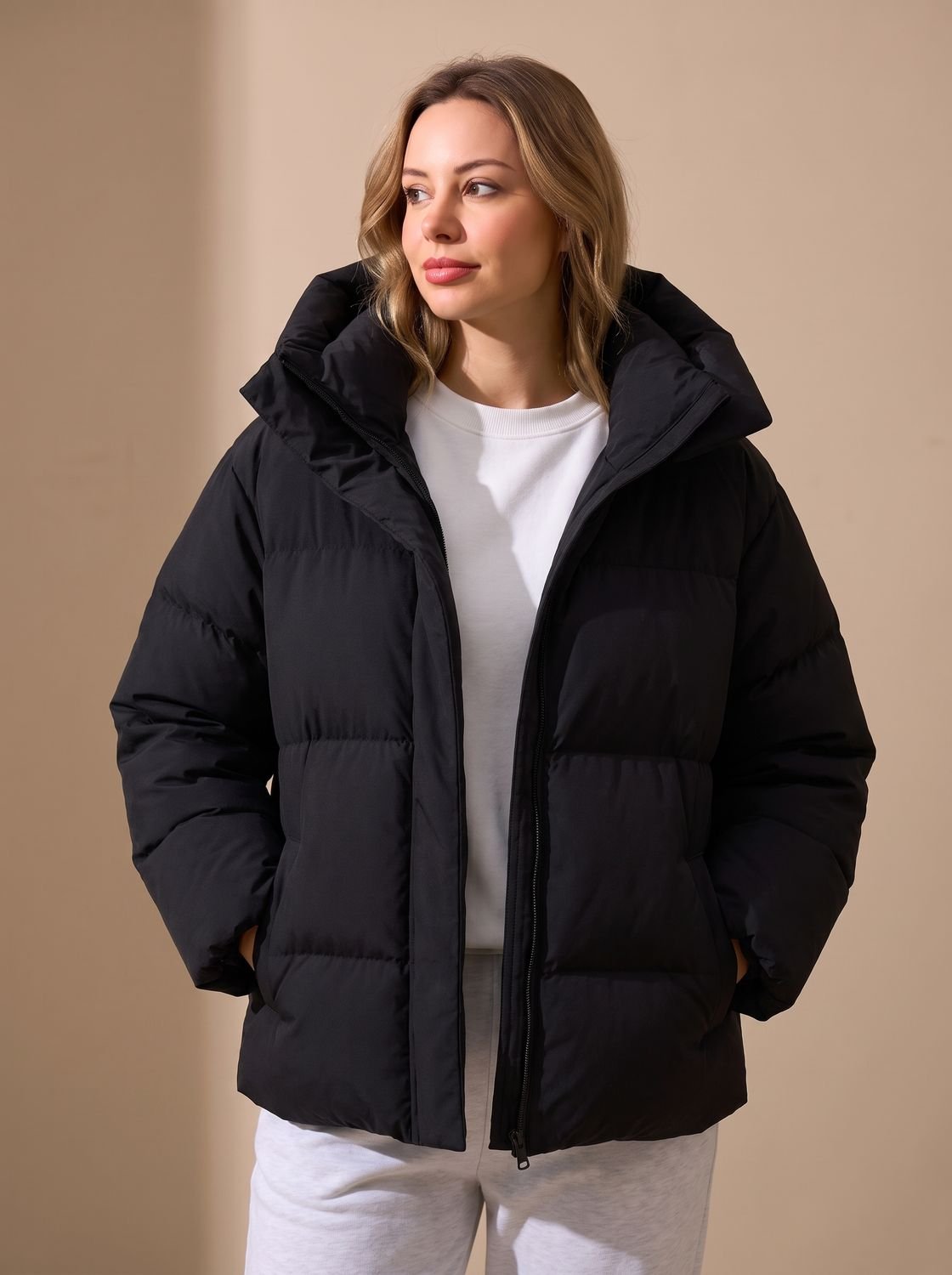 Winterjas dames oversized gewatteerd met capuchon 3