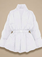 Winterjas dames oversized gewatteerd met ceintuur en opstaande kraag 4