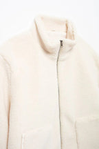 Winterjas dames oversized teddy met rits en opstaande kraag 5