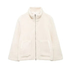 Winterjas dames oversized teddy met rits en opstaande kraag 6