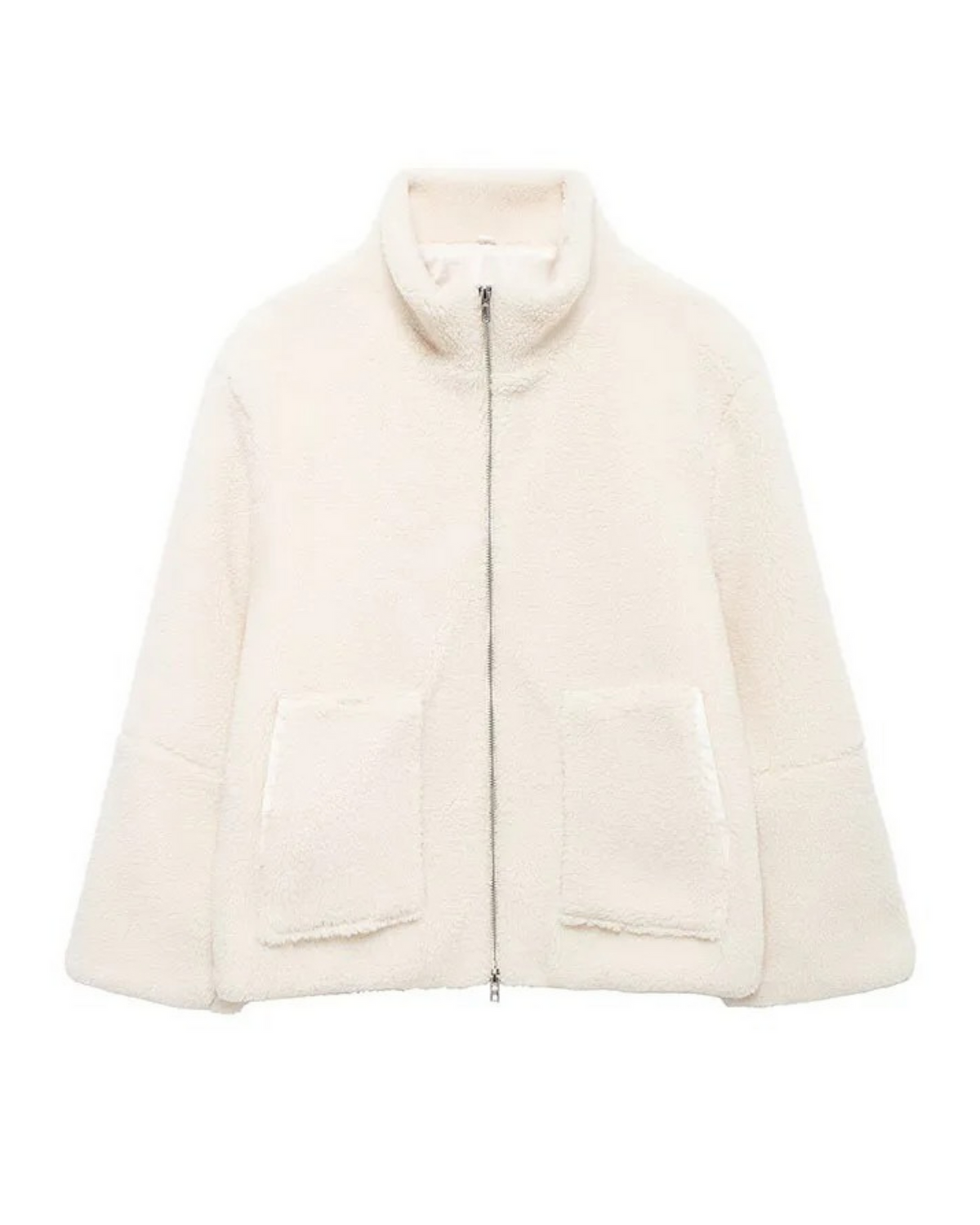 Winterjas dames oversized teddy met rits en opstaande kraag 7