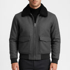Winterjas heren bomber met teddykraag en ritssluiting 3