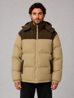 Winterjas heren corduroy puffer met capuchon 1