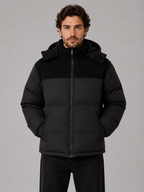 Winterjas heren corduroy puffer met capuchon 2