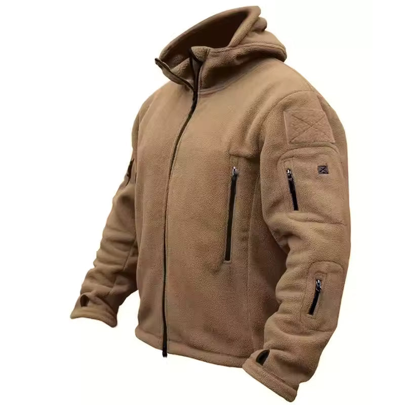 Winterjas heren fleece met capuchon en zakken 5
