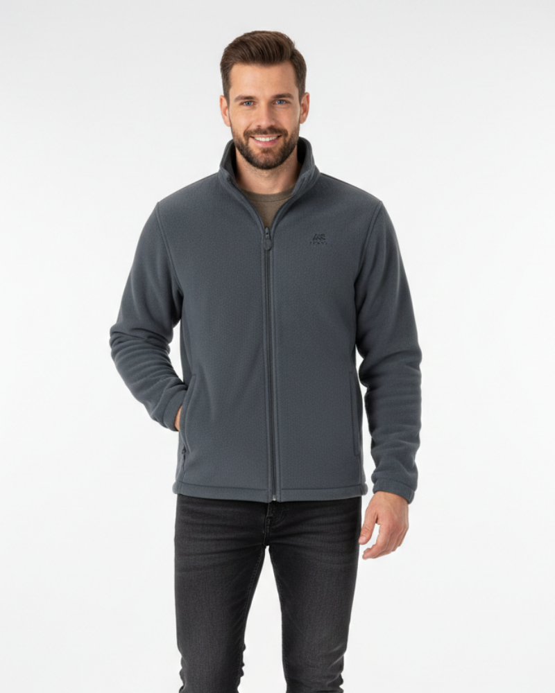 Winterjas heren fleece met sherpa voering en opstaande kraag 1