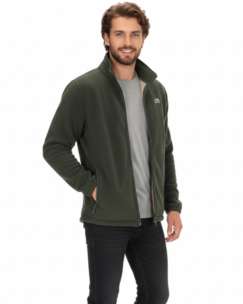 Winterjas heren fleece met sherpa voering en opstaande kraag 3