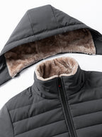 Winterjas heren gewatteerd met capuchon fleecevoering en ritssluiting 15