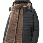 Winterjas heren gewatteerd met capuchon fleecevoering en ritssluiting 2