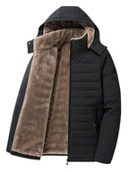 Winterjas heren gewatteerd met capuchon fleecevoering en ritssluiting 3