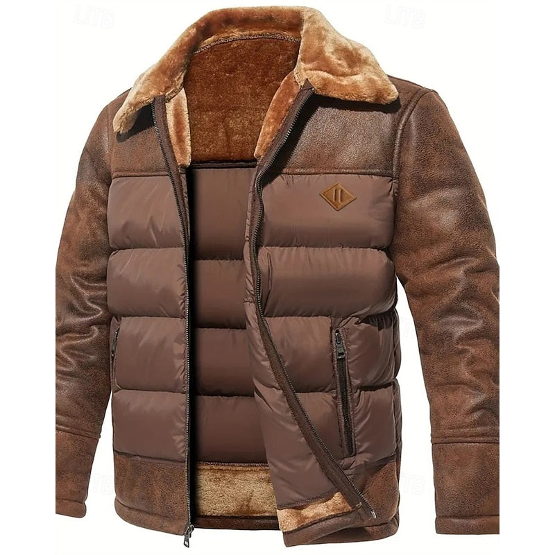 Winterjas heren gewatteerde puffer met bontkraag 3