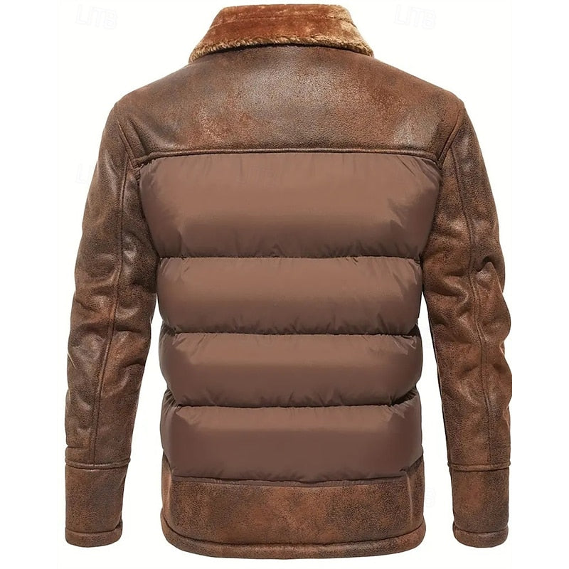 Winterjas heren gewatteerde puffer met bontkraag 4