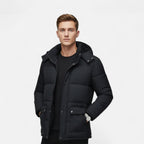 Winterjas heren gewatteerde puffer met capuchon en bontvoering 2