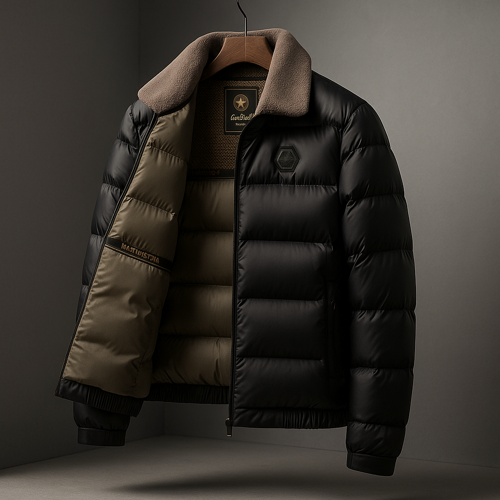 Winterjas heren gewatteerde puffer met teddykraag en ritssluiting 1