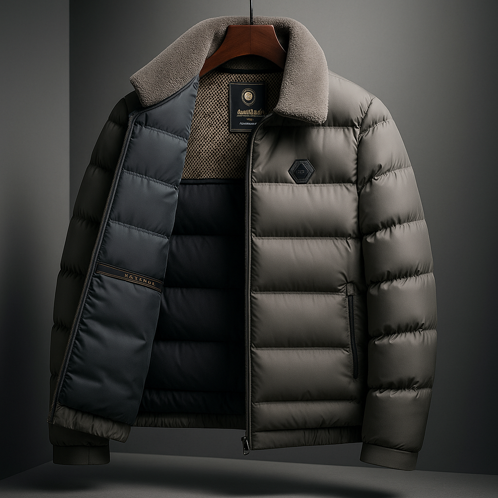 Winterjas heren gewatteerde puffer met teddykraag en ritssluiting 2