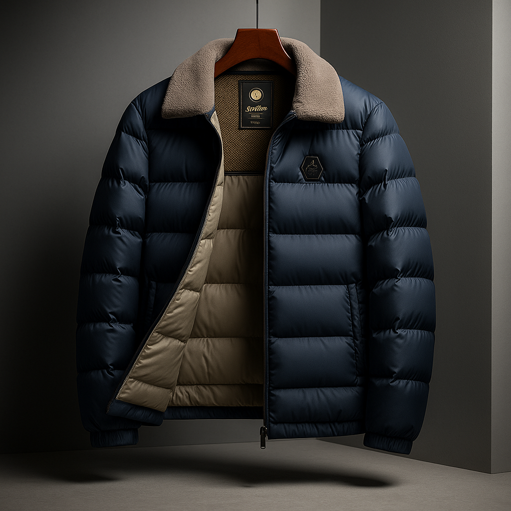 Winterjas heren gewatteerde puffer met teddykraag en ritssluiting 3
