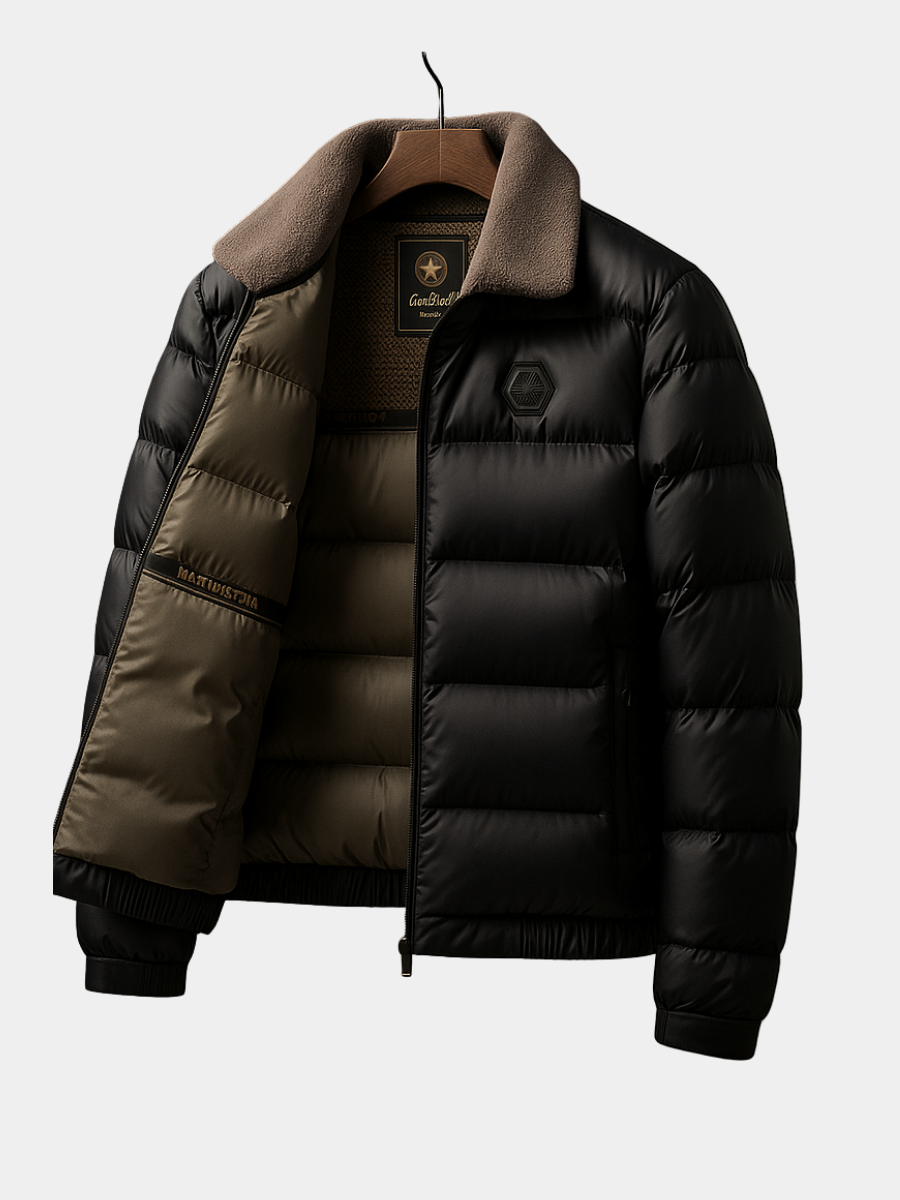 Winterjas heren gewatteerde puffer met teddykraag en ritssluiting 4