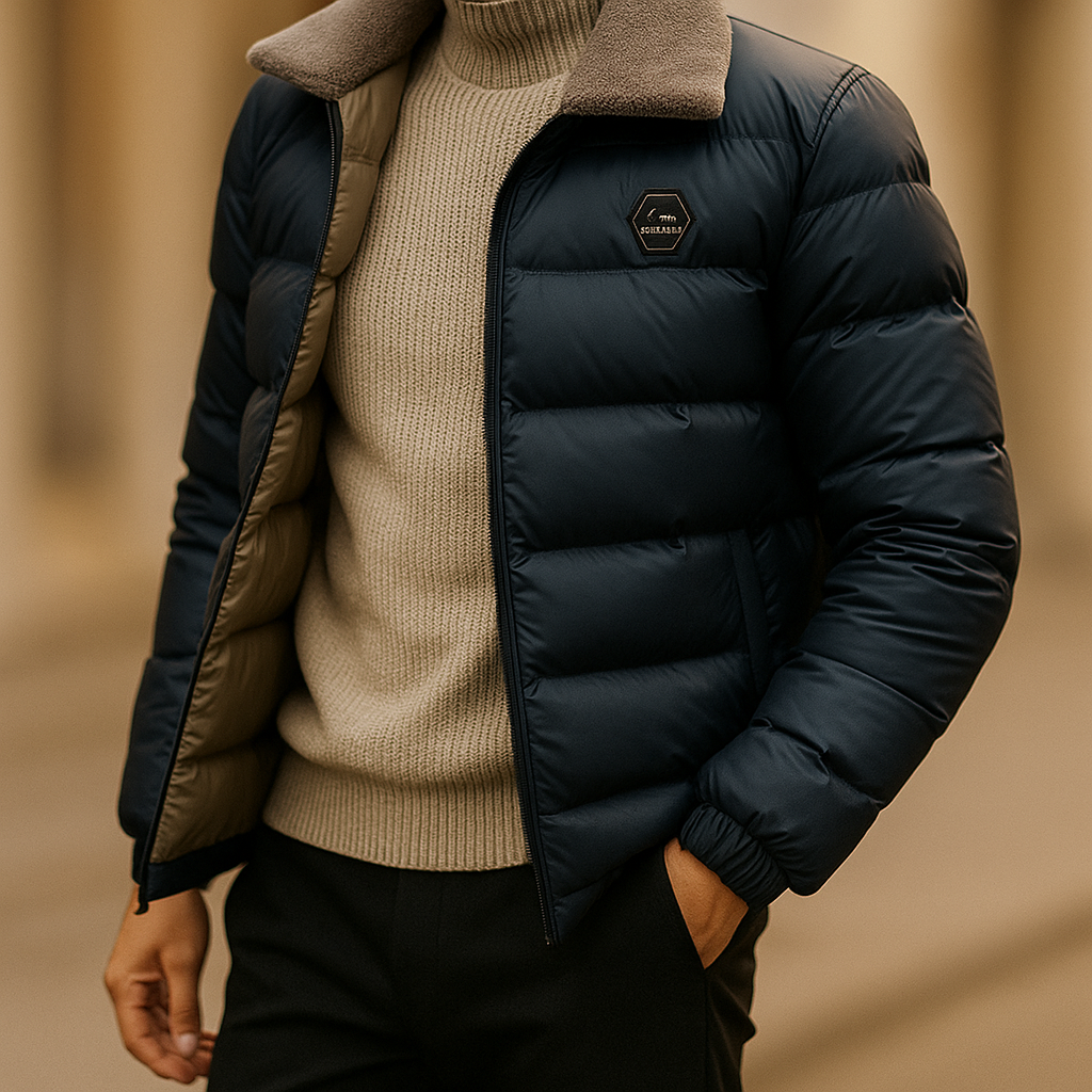 Winterjas heren gewatteerde puffer met teddykraag en ritssluiting 6