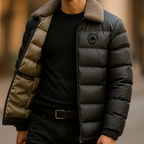 Winterjas heren gewatteerde puffer met teddykraag en ritssluiting 7