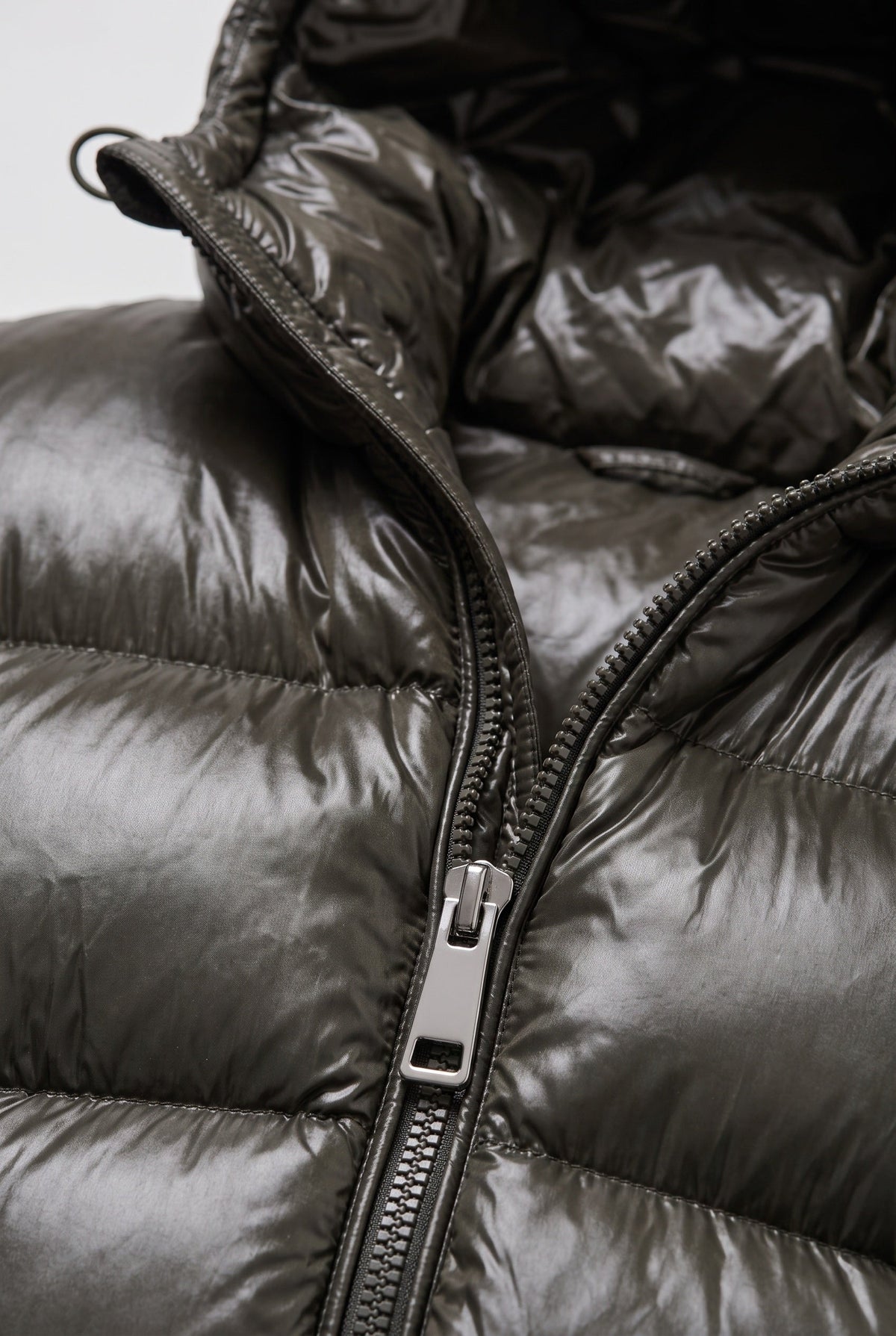 Winterjas heren glanzende puffer met capuchon en ritssluiting 4